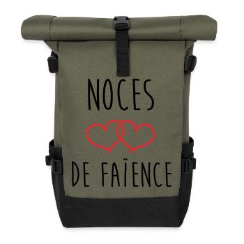 earthenware wedding 9 years of marriage - Roll Top Backpack - olive/black - Front