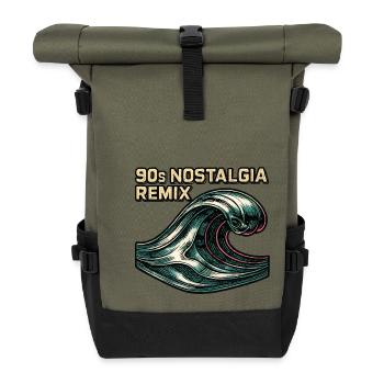 90s Nostalgia Retro Wave Vaporwave - Roll Top Backpack - olive/black - Front