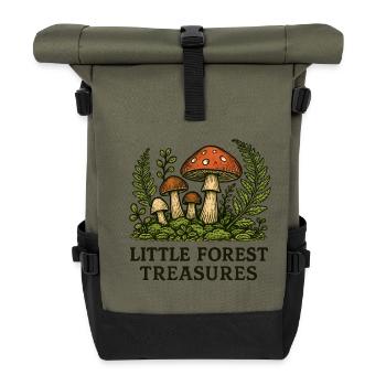 Little Forest Treasures Pilzparadies - Rolltop Rucksack - Olive/Schwarz - Vorne