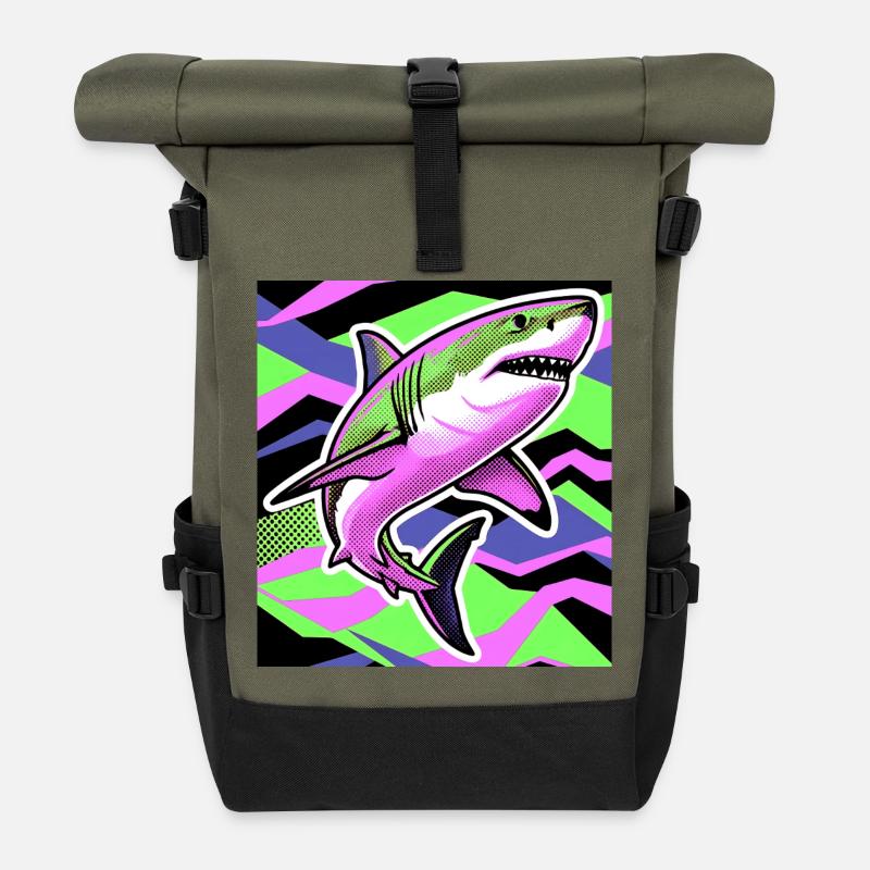 Shark - Roll Top Backpack - olive/black