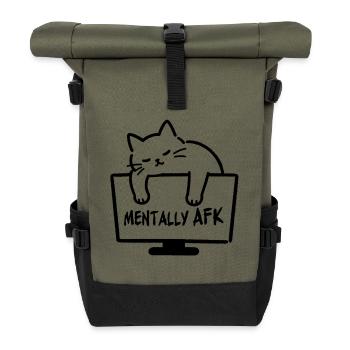 Chatte mental AFK - Rolltop Rucksack - Olive/Schwarz - Vorne