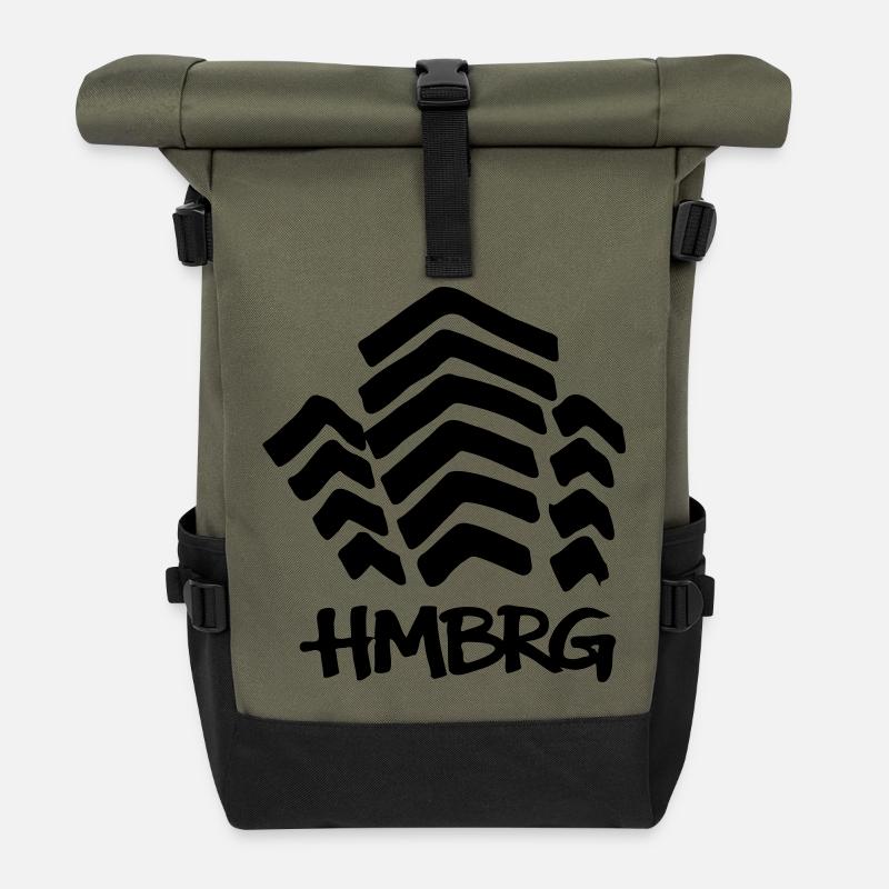 HAMBURG Mundsburg - Roll Top Backpack - olive/black