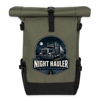 NIGHT HAULER Truck Driver Night Driving - Roll Top Backpack - olive/black - Front