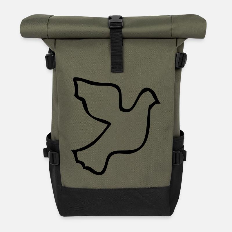Colombe de la paix - Sac à dos roll top - olive/noir