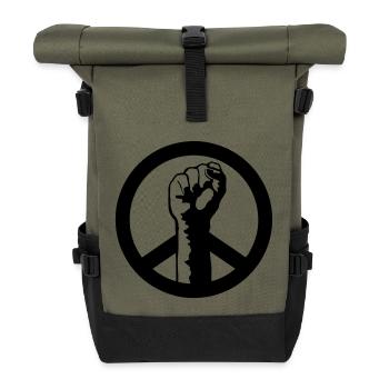 peace power - Roll Top Backpack - olive/black - Front