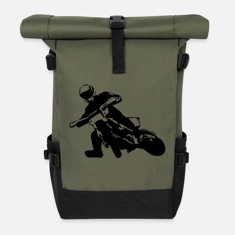Supermoto rider - Rolltop Rucksack - Olive/Schwarz