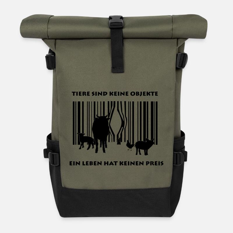 Tiere sind keine Objekte - Rolltop Rucksack - Olive/Schwarz