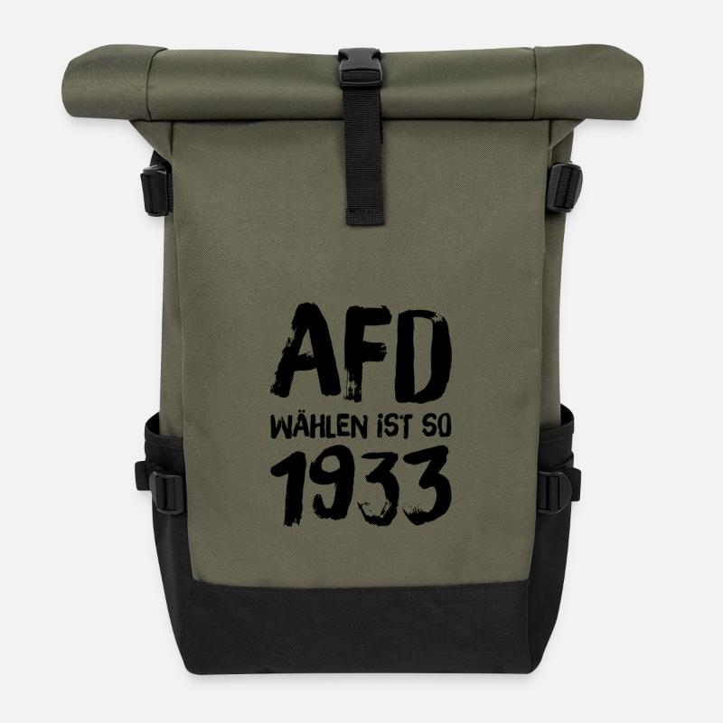 AFD wählen ist so 1933 - Rolltop Rucksack - Olive/Schwarz