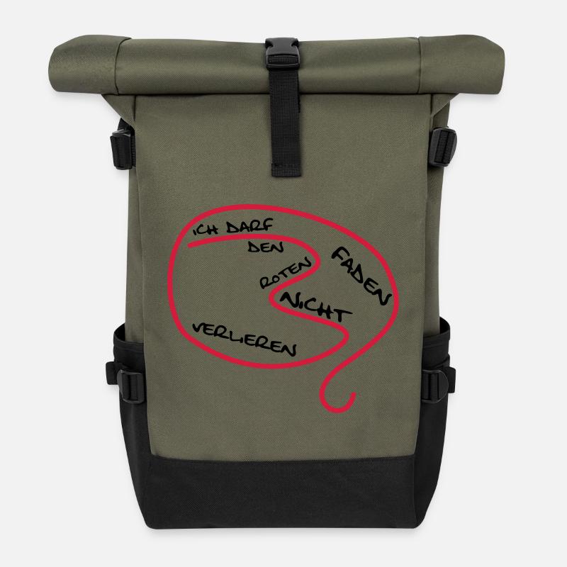 Der rote Faden... - Rolltop Rucksack - Olive/Schwarz