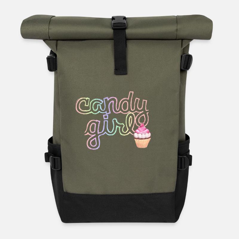 Candy Girl - Rolltop Rucksack - Olive/Schwarz