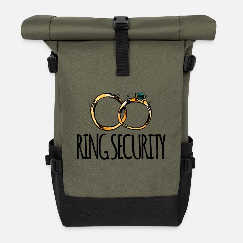 Mariage / Mariage: Sécurité Anneau - Sac à dos roll top - olive/noir