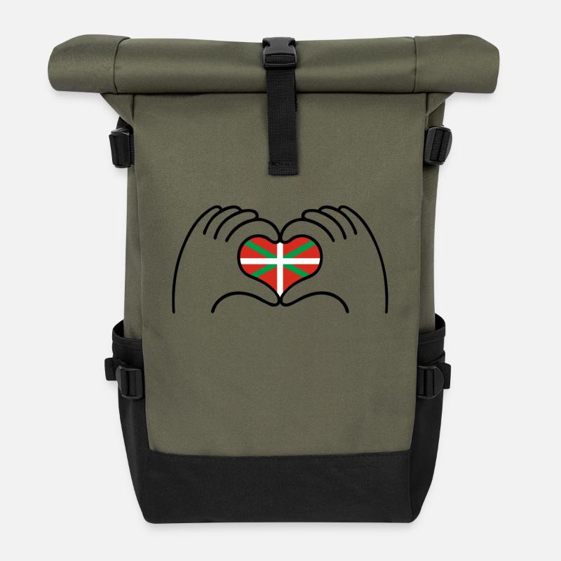 Coeur Basque - Sac à dos roll top - olive/noir