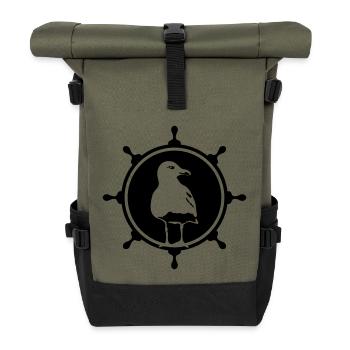Seagull control wheel Seagull coast beach north of - Roll Top Backpack - olive/black - Front