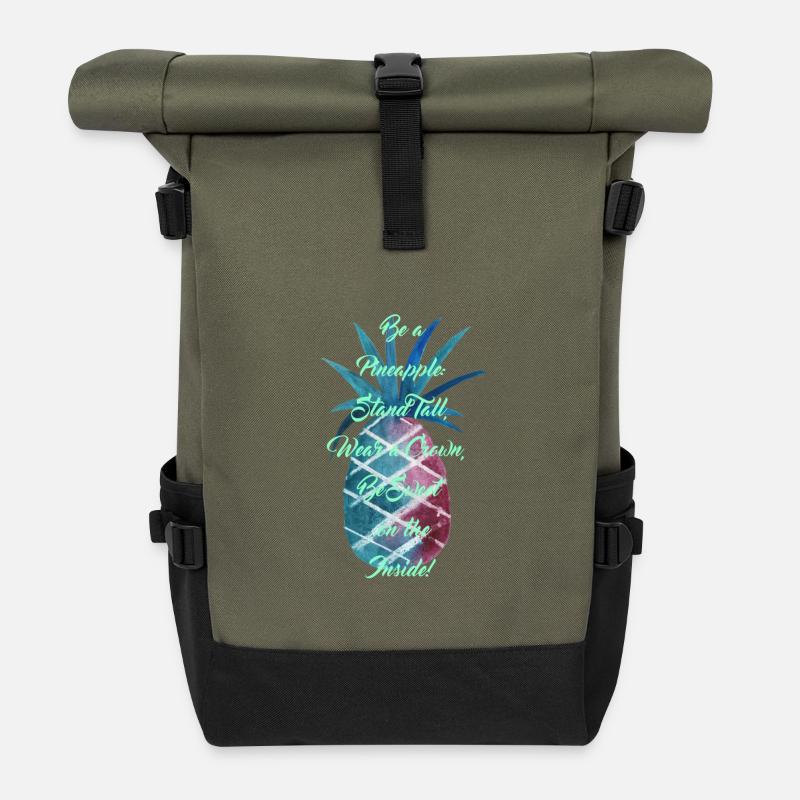 Be a Pineapple: Lapis - Roll Top Backpack - olive/black