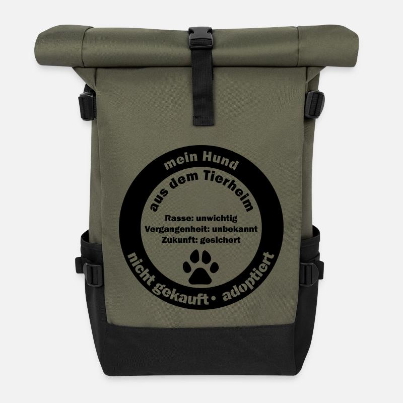 Mein Hund aus dem Tierheim: adoptiert - Rolltop Rucksack - Olive/Schwarz
