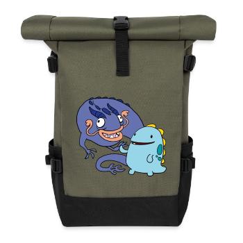 derpy Dragons - Rolltop Rucksack - Olive/Schwarz - Vorne