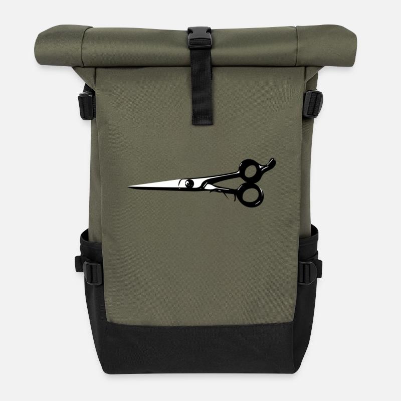 ciseaux - Sac à dos roll top - olive/noir