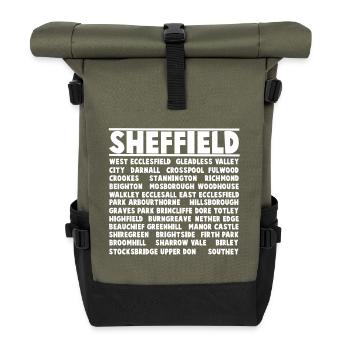 Sheffield City (White) - Roll Top Backpack - olive/black - Front