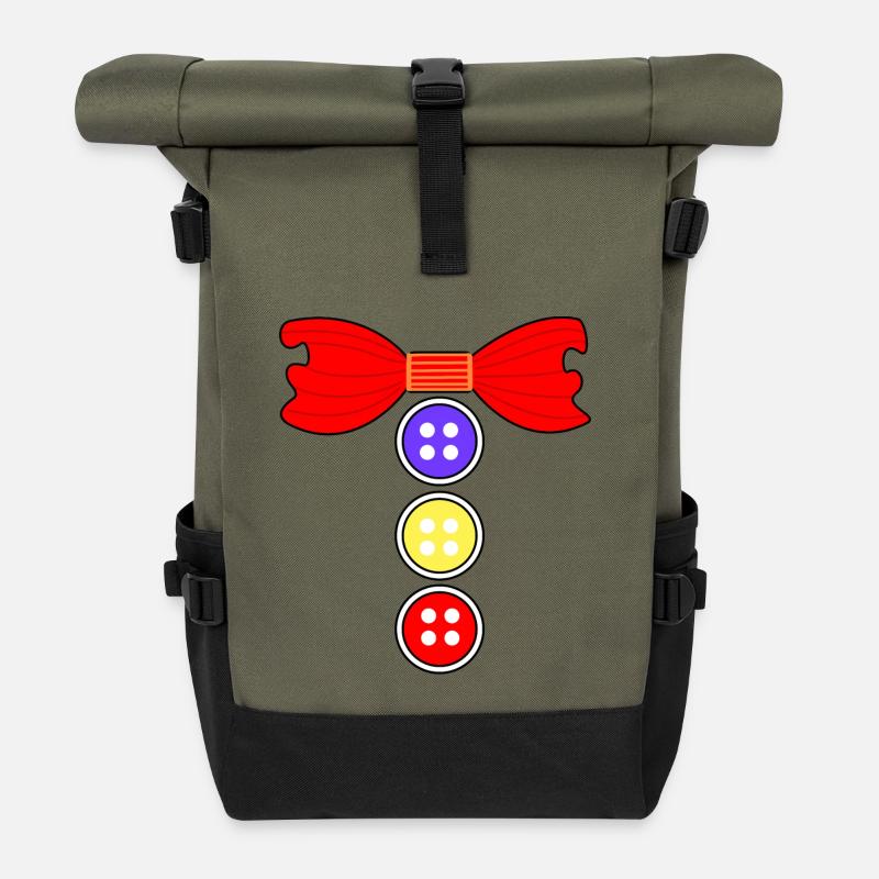 Karneval Clown Köln Mainz Kölsch Schleife Kostüm - Rolltop Rucksack - Olive/Schwarz