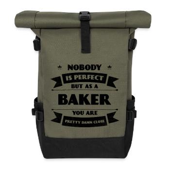 Perfekter Bäcker Bäckerei Brot Backen Gebäck - Rolltop Rucksack - Olive/Schwarz - Vorne