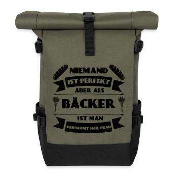 Perfekter Bäcker Bäckerei Brot Backen Gebäck - Rolltop Rucksack - Olive/Schwarz - Vorne