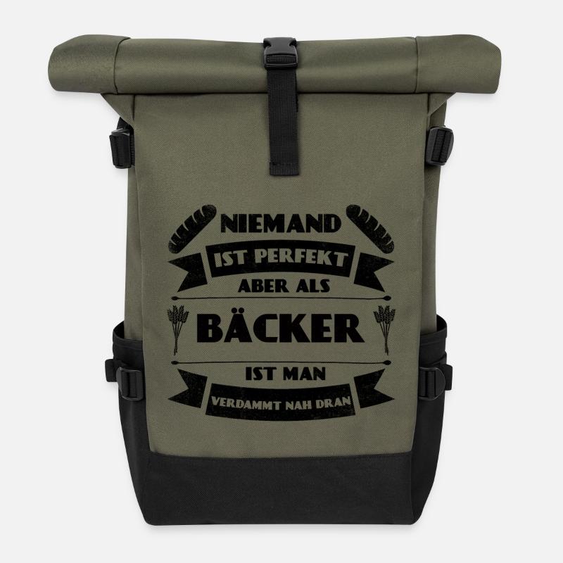 Perfekter Bäcker Bäckerei Brot Backen Gebäck - Rolltop Rucksack - Olive/Schwarz