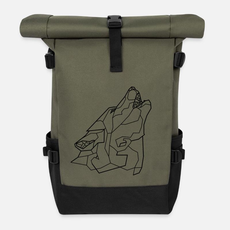 loup hurlant - Sac à dos roll top - olive/noir