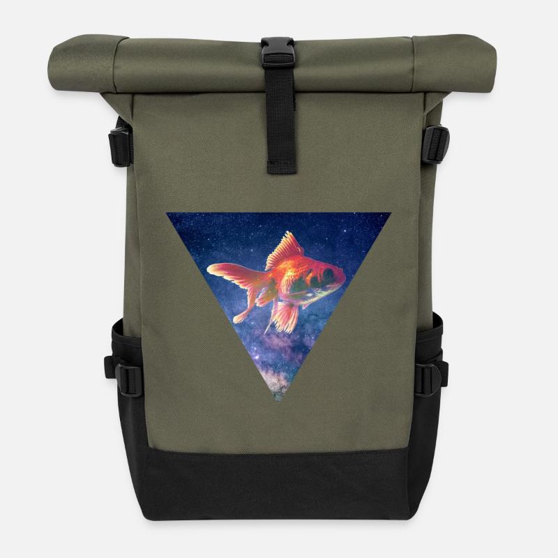 GALAXY GOLDFISH CARASSIUS AURATUS ANGLER GIFT - Roll Top Backpack - olive/black