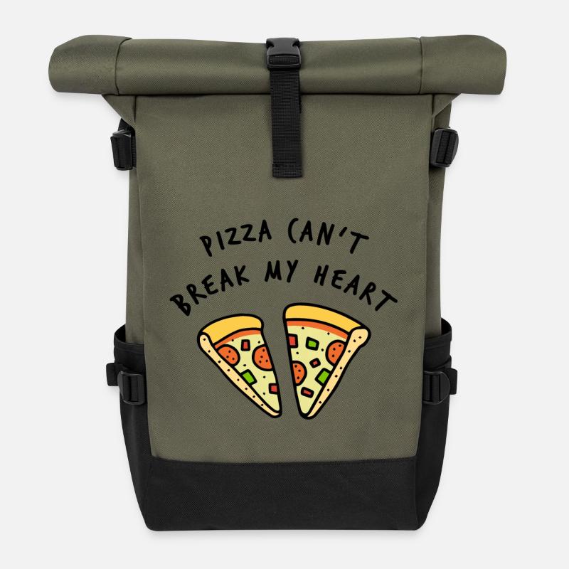 Pizza ist Liebe - Rolltop Rucksack - Olive/Schwarz
