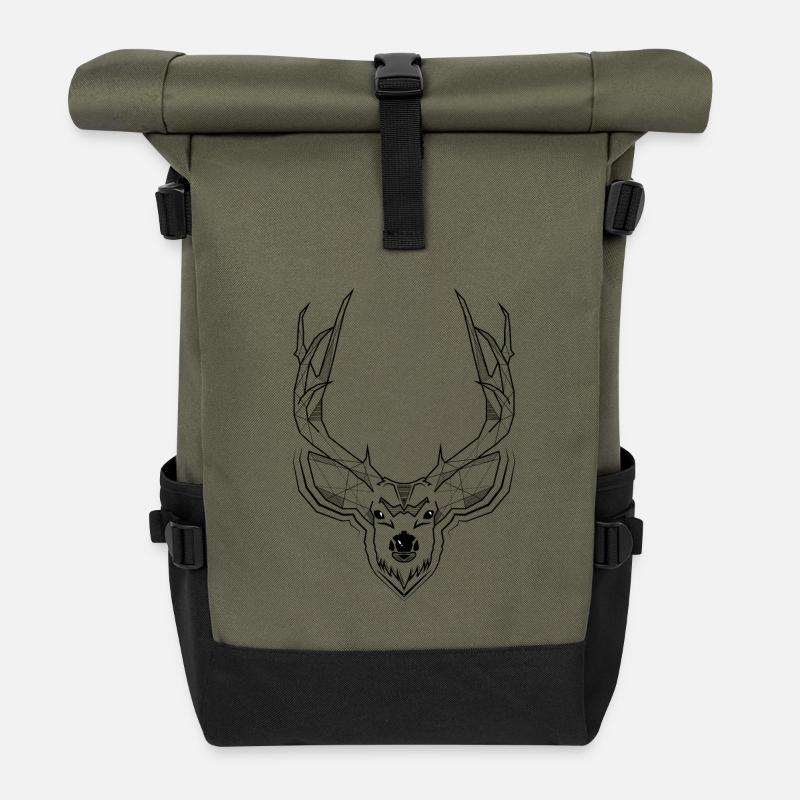 deer - Roll Top Backpack - olive/black