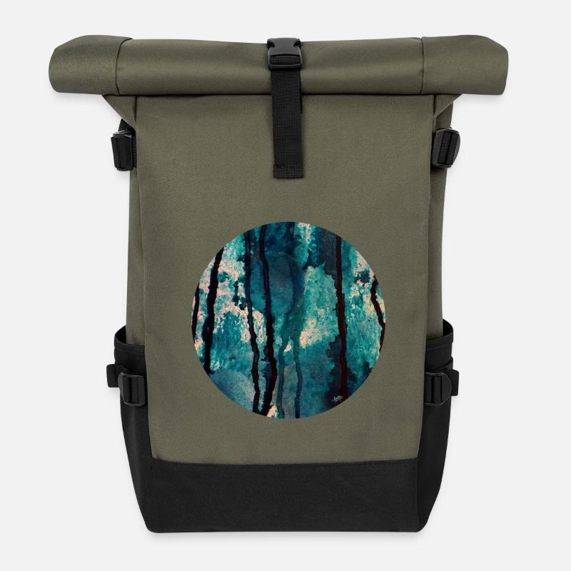 Sphères bleues et larmes I - Sac à dos roll top - olive/noir