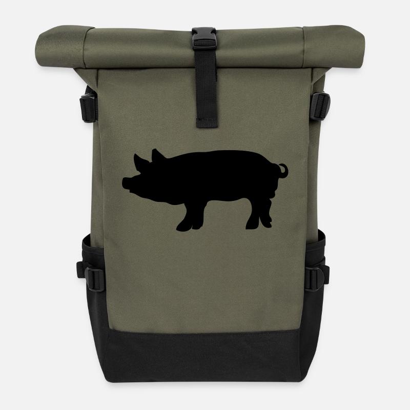 Schwein Schwein Schwein pork1 - Rolltop Rucksack - Olive/Schwarz