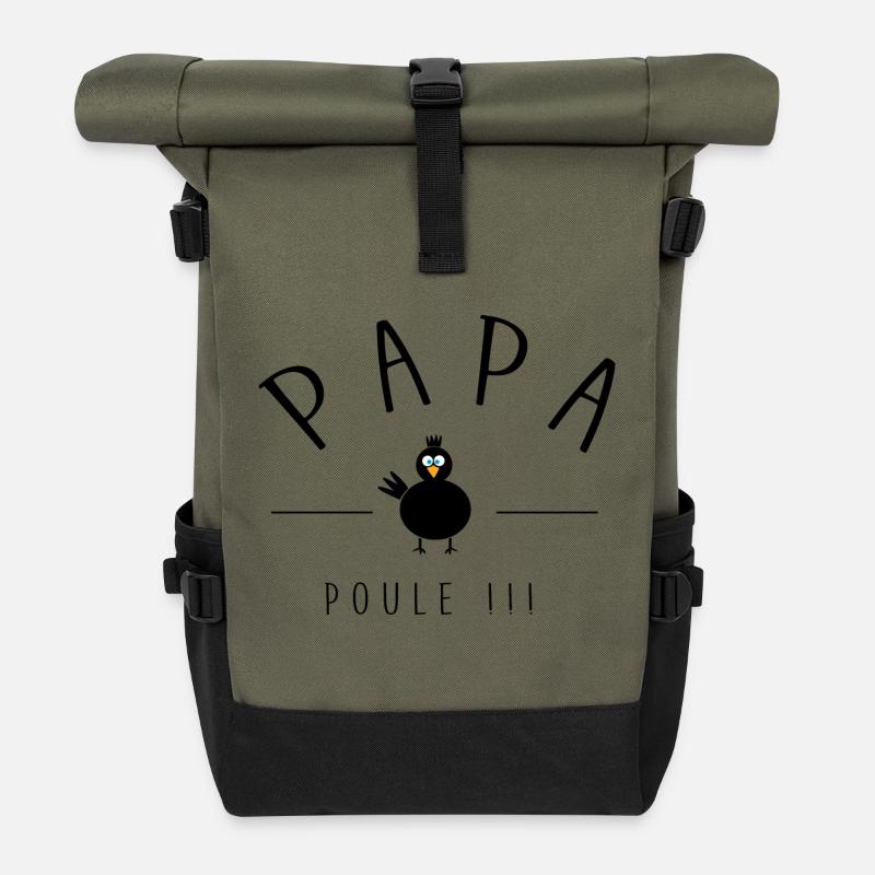 papa poule - Sac à dos roll top - olive/noir