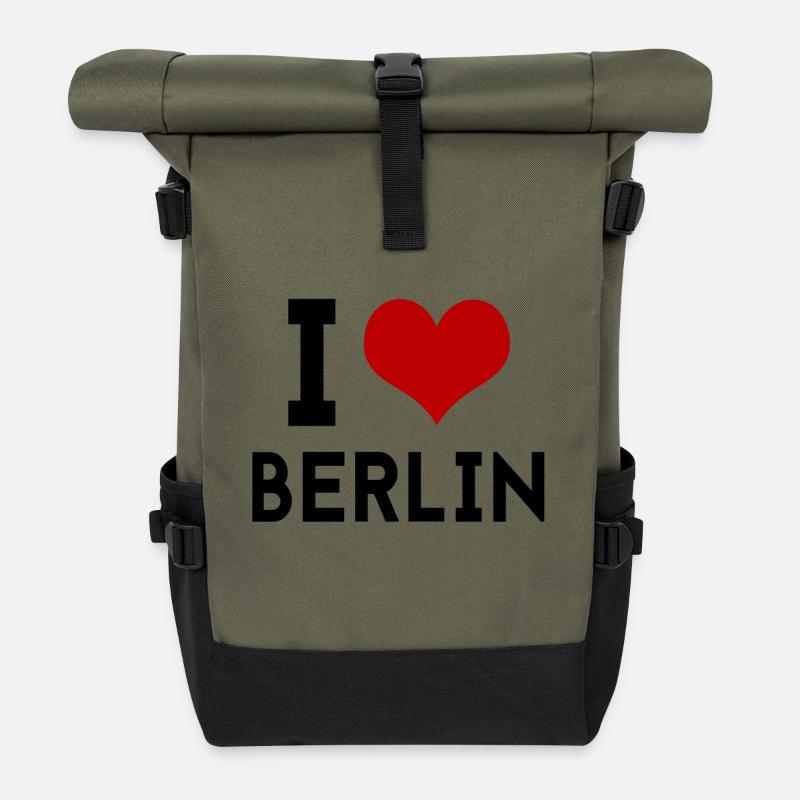 J'aime Berlin - Sac à dos roll top - olive/noir