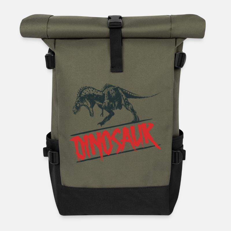 Dinosaurier - Rolltop Rucksack - Olive/Schwarz