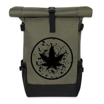 Cannabis leaf color blobs in a circle - Roll Top Backpack - olive/black - Front