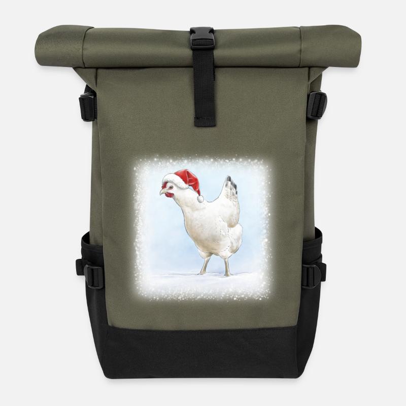 Weihnachtshenne - Rolltop Rucksack - Olive/Schwarz