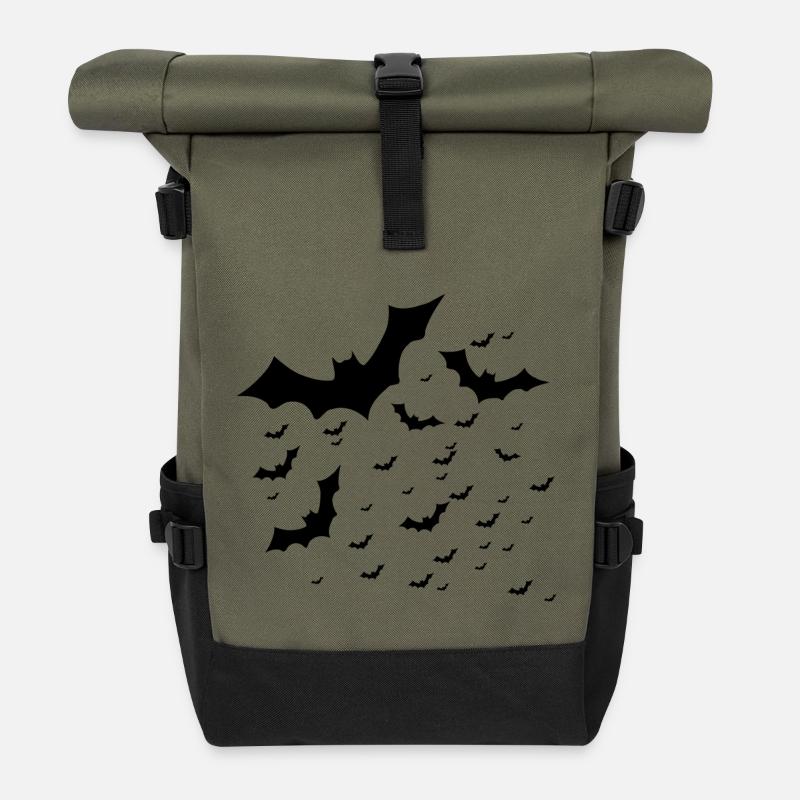 Fledermäuse - Rolltop Rucksack - Olive/Schwarz