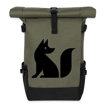 Niedlicher Fuchs Illustration - Rolltop Rucksack - Olive/Schwarz - Vorne