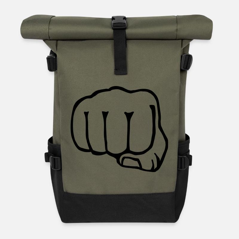 brother fist - box - Roll Top Backpack - olive/black