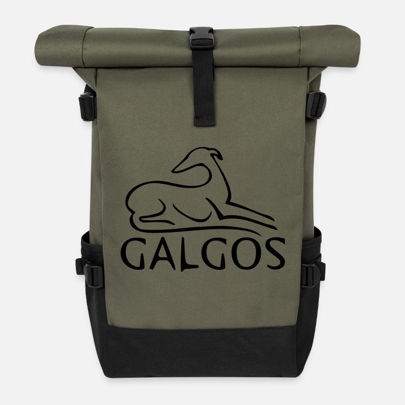 Windhund liegend - Rolltop Rucksack - Olive/Schwarz
