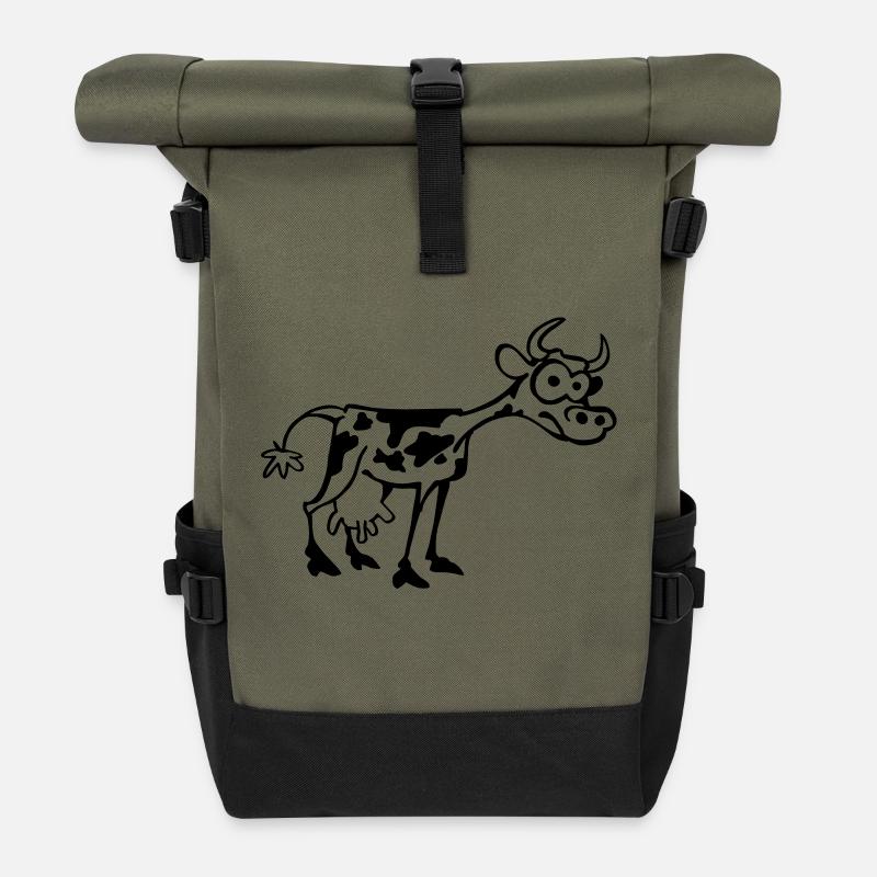 Vache - Sac à dos roll top - olive/noir