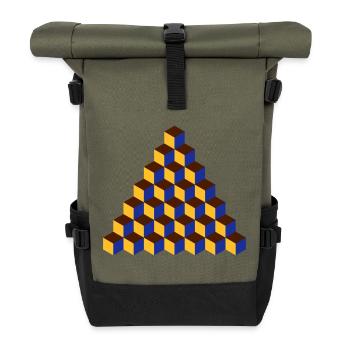 Muster (7) - Rolltop Rucksack - Olive/Schwarz - Vorne