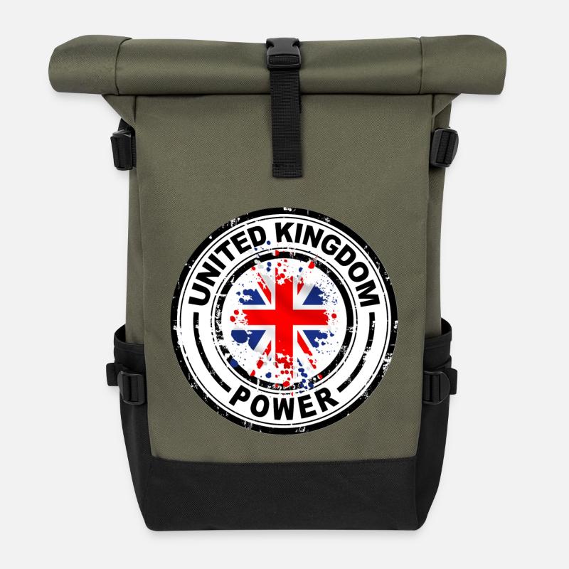 Großbritannien Macht - Rolltop Rucksack - Olive/Schwarz