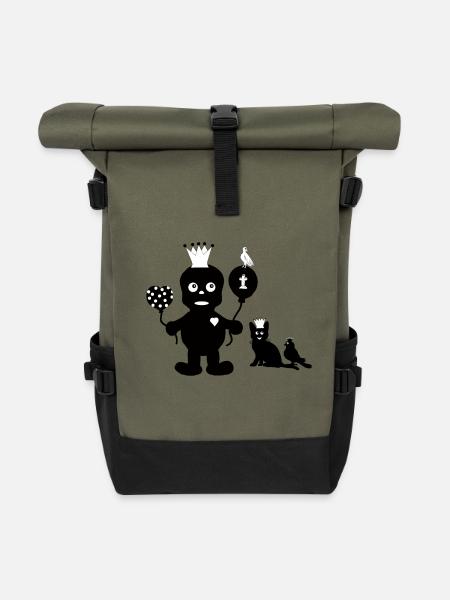 Kleiner Grufti mit seinen Freunden Silhouette Dark - Rolltop Rucksack - Olive/Schwarz