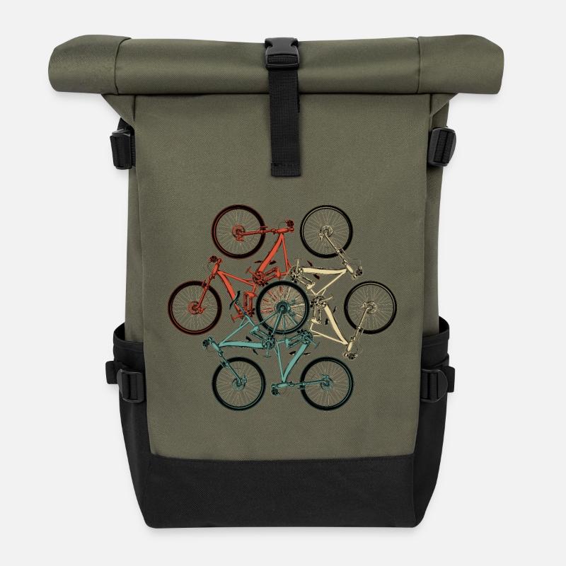 Bike Stack Collage - Sac à dos roll top - olive/noir