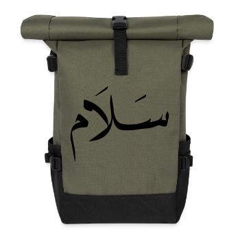 Salam_arabisches Wort für Frieden - Rolltop Rucksack - Olive/Schwarz - Vorne