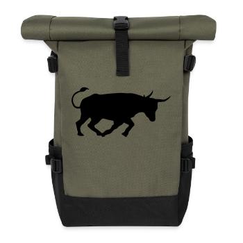 fighting bull andalusia spanish basque bull - Roll Top Backpack - olive/black - Front