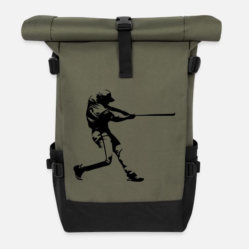 Baseball - Baseballspieler - Rolltop Rucksack - Olive/Schwarz