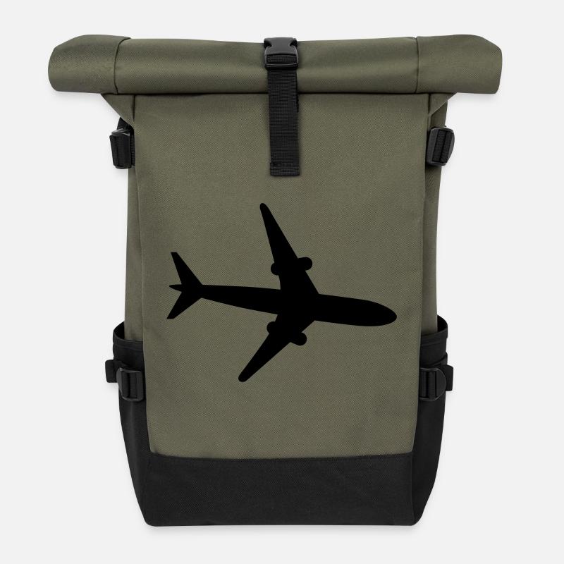 avion - Sac à dos roll top - olive/noir